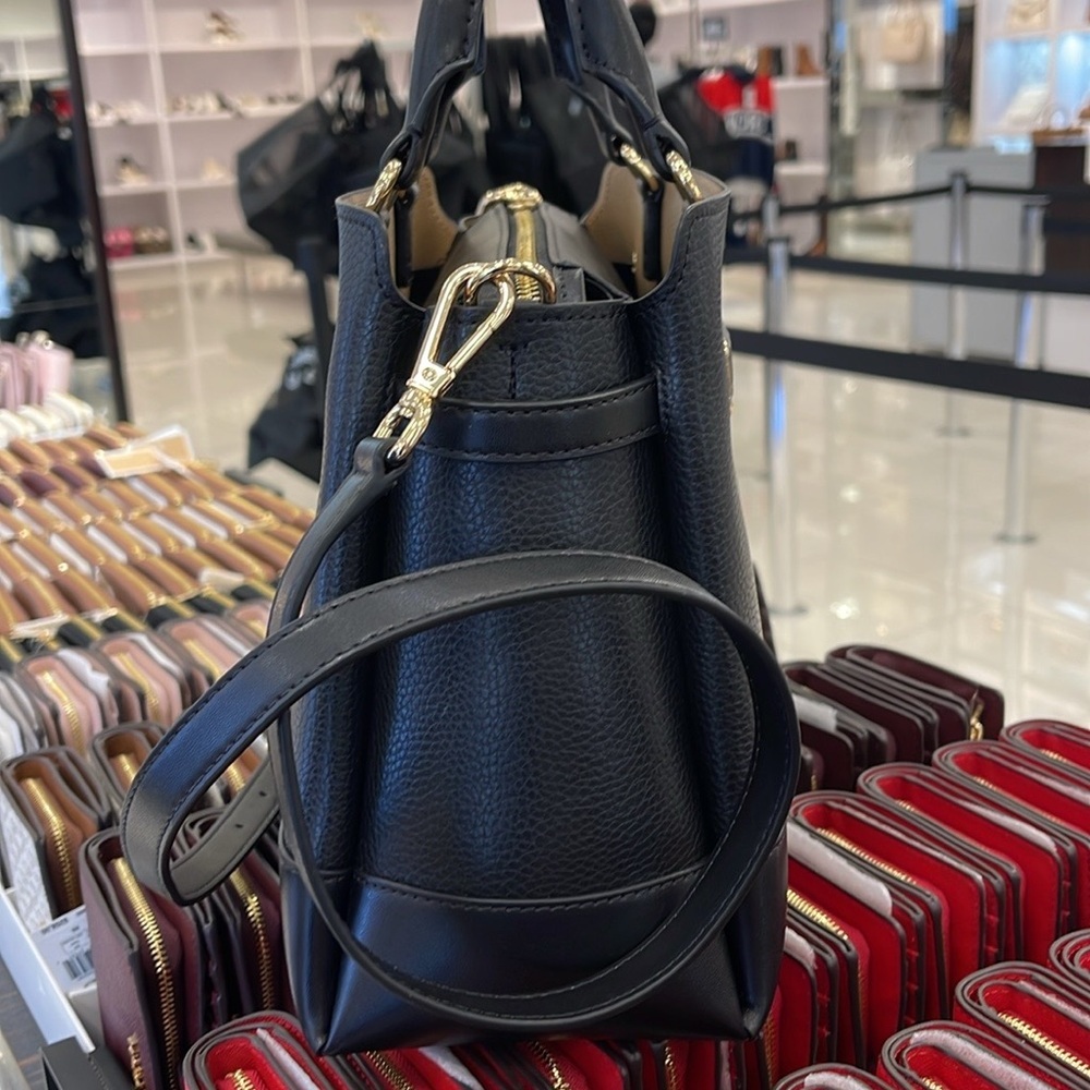 Michael Kors Mercer Lg Top-Zip Belted Satchel Crossbody CZip Bag Purse 
Black - Picture 2 of 16